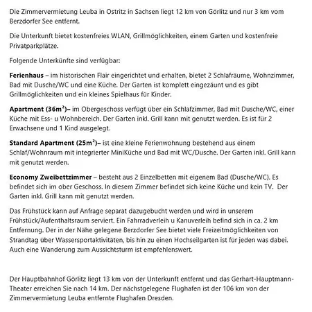 Zimmervermietung Leuba Ostritz